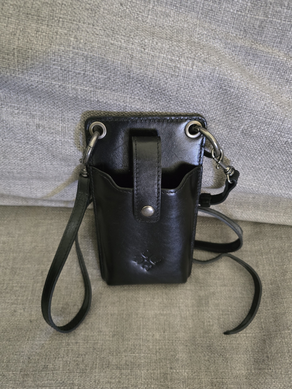 Patricia Nash Black Leather Mini Crossbody Phone Pouch
